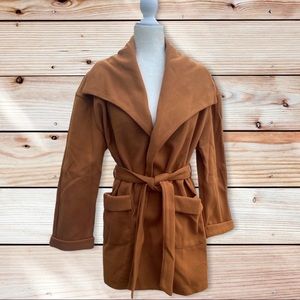 KARA CHAM LAPEL NECK DROP SHOULDER BELTED OVERCOAT